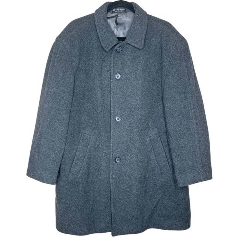 KASPER Men's Vintage Dark Gray Preppy Cashmere Blend pea Coat Size S-42‎ Italy